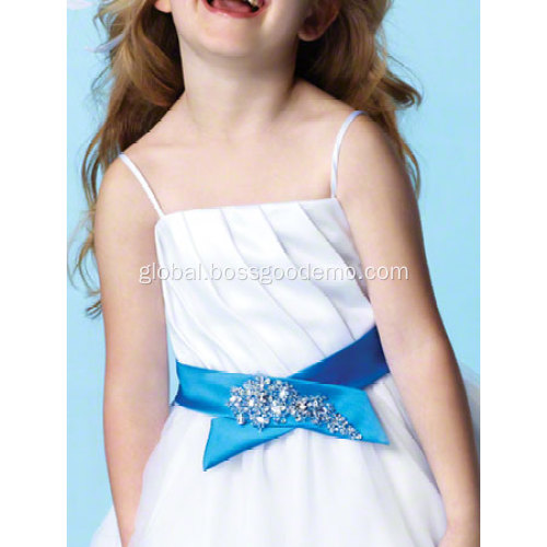 Flower Girl Dress Ball Gown Spaghetti Straps Tea-length Satin Tulle Flower Girl Dress Supplier